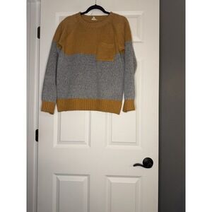 Hem And Thread Sweater Mustard And Gray Large